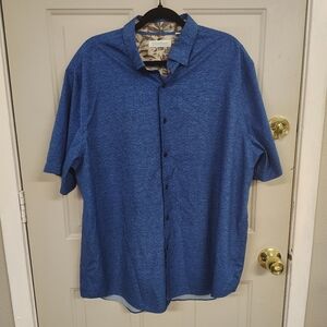 Caribbean Tropical Casual Blue Button-Down Shirt XL